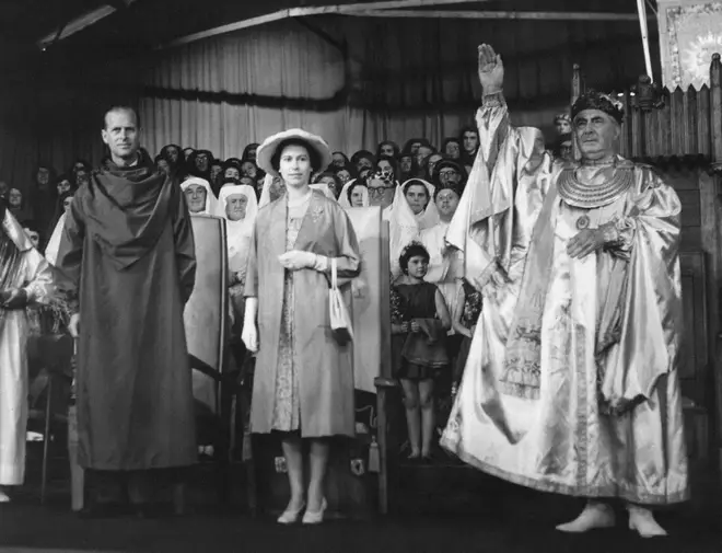 1960: The Queen and Duke of Edinburgh at The National Eisteddfod of Wales, a cultural festival of music, song and poetry.
