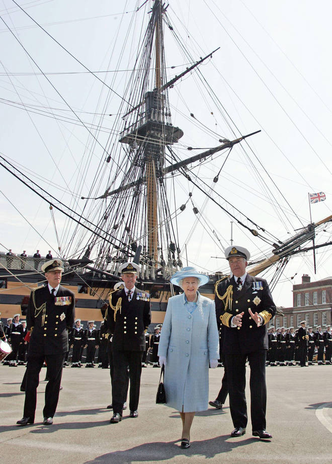 Queen Elizabeth II and HRH The Duke of Edinburgh in Portsmouth in 2005