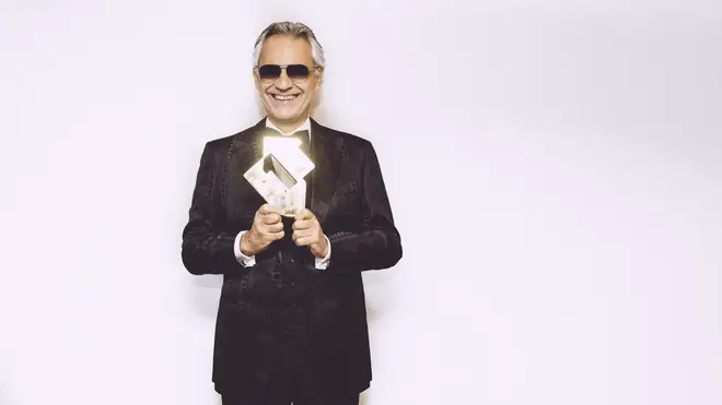 Andrea Bocelli receives the Official Charts Company No.1 Album Award. Pic: Luca Rossetti