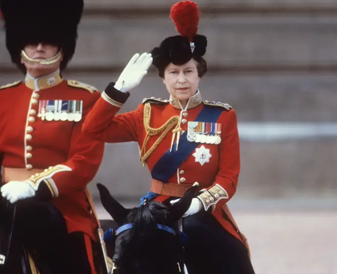 Queen Elizabeth II during the Trooping of the Colour ceremony in London