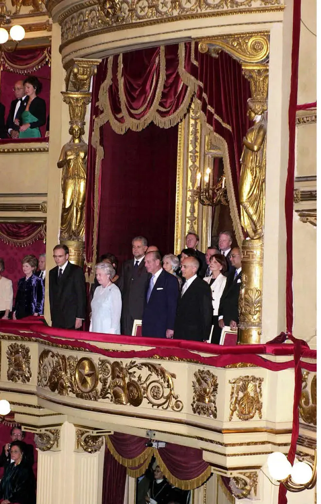 The Queen And Prince Philip in a Royal box at La Scala opera house