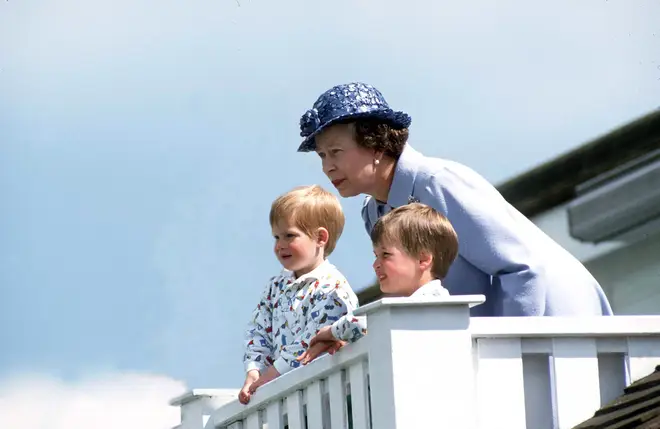 The Queen With Prince William and Prince Harry at the polo