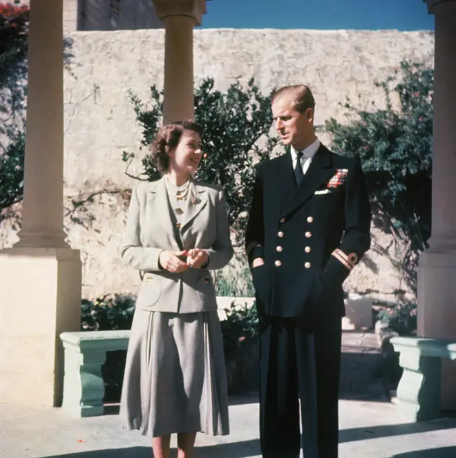 Princess Elizabeth and her husband Prince Philip on their honeymoon in Malta