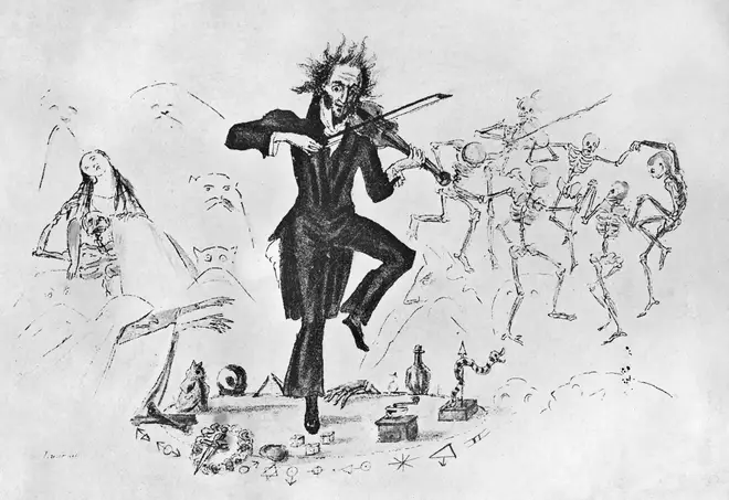 Niccolò Paganini with his violin