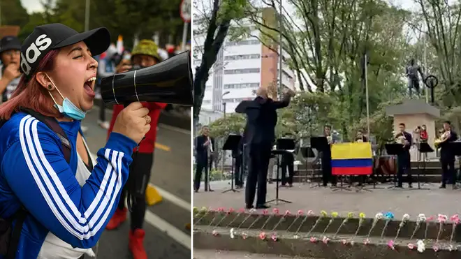 Orchestra joins Colombia's anti-government protests