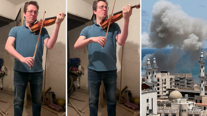 Amid rocket fire, violinist plays poignant Brahms in a bomb shelter during Israel-Gaza conflict