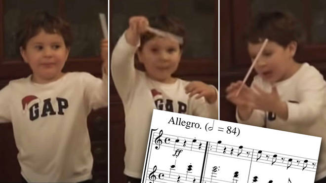 Three-year-old conducts Beethoven’s Fifth Symphony