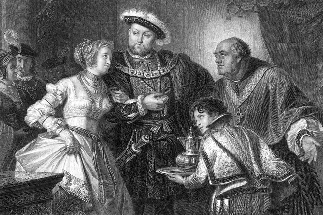 Depiction of Henry VIII meeting his second wife, Anne Boleyn
