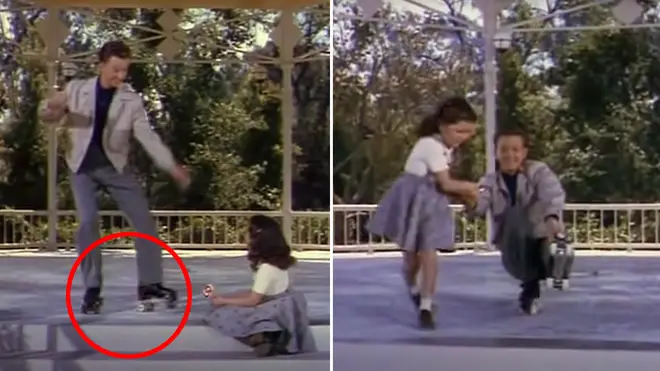 Donald O'Connor performs a breathtaking tap dance routine on roller skates