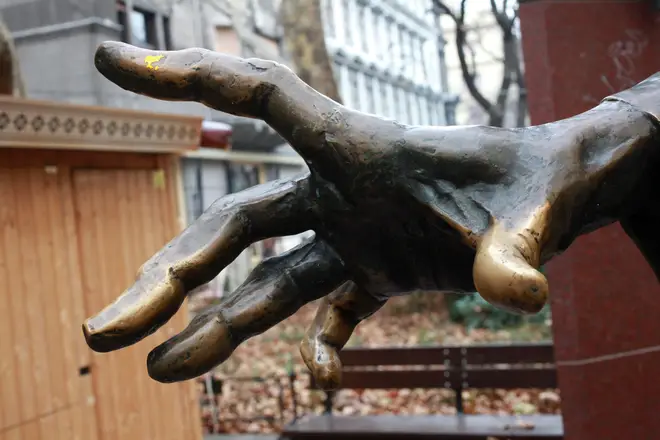 Hungarian composer and pianist Franz Liszt's hand in Ferenc Square, Budapest