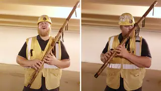 Rugged ironworker performs sublime Lord of the Rings music on the flute