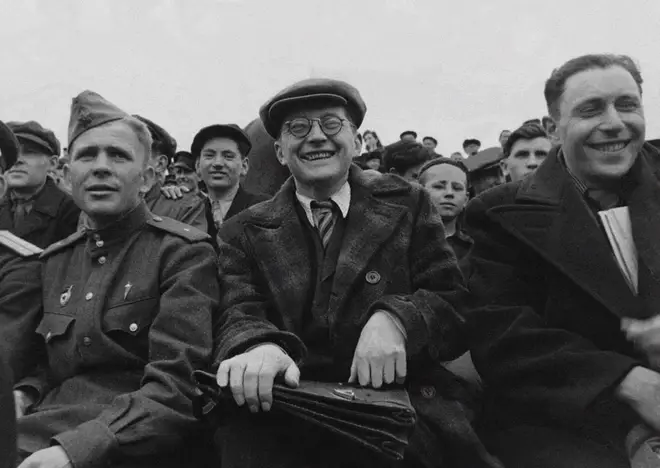Dmitri Shostakovich watching his favourite Spartak football team on a Sunday morning in Moscow