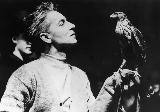 Austrian conductor Herbert von Karajan enjoying a spot of falconry. (1955)