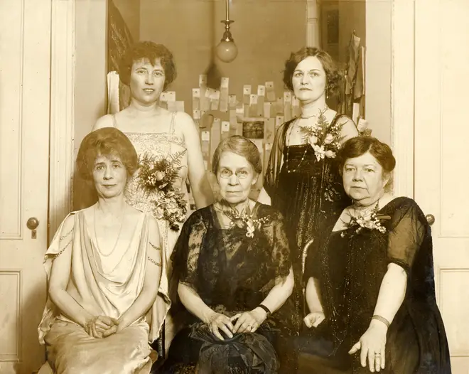 Pioneering composer Amy Beach with four American female song writers in April, 1924.