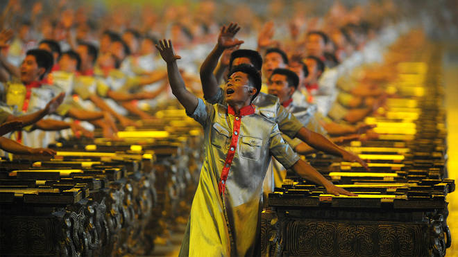 2,008 people drumming to one beat at the Beijing 2008 Olympics Opening Ceremony