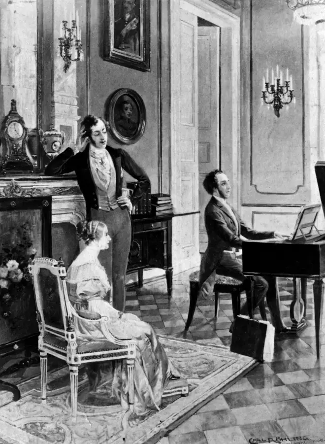 Felix Mendelssohn performs for Queen Victoria and Prince Albert