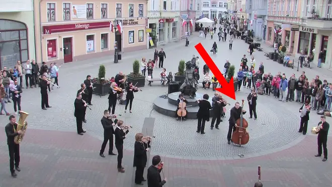 Orchestra descends on square to perform Grieg’s ominous ‘Hall of the Mountain King’