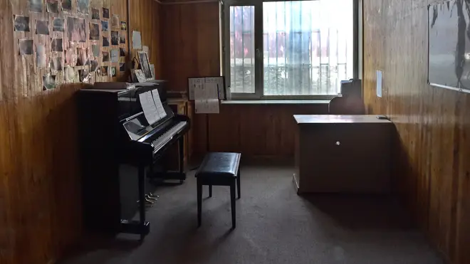 Empty music room at the Afghanistan National Institute of Music in Kabul
