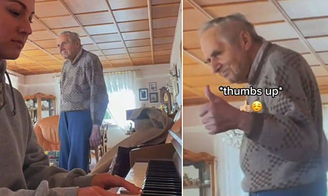 93-year-old man with Alzheimer’s is enraptured by granddaughter’s piano playing