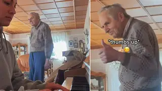 93-year-old man with Alzheimer’s is enraptured by granddaughter’s piano playing, despite not remembering her