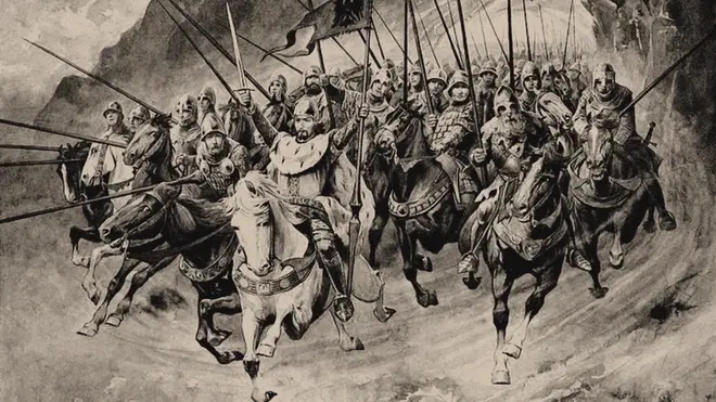 Saint Wenceslaus and his Blanik Knights set off from the mountain