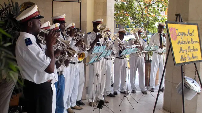 Salvation Army playing Christmas carols in Kinshasa, Democratic Republic of Congo