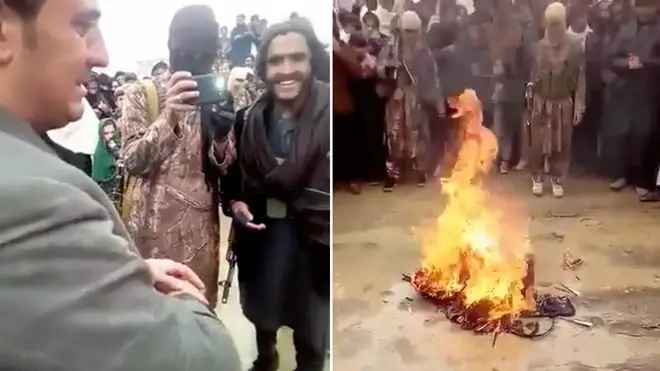 Musician weeps as his instruments are destroyed