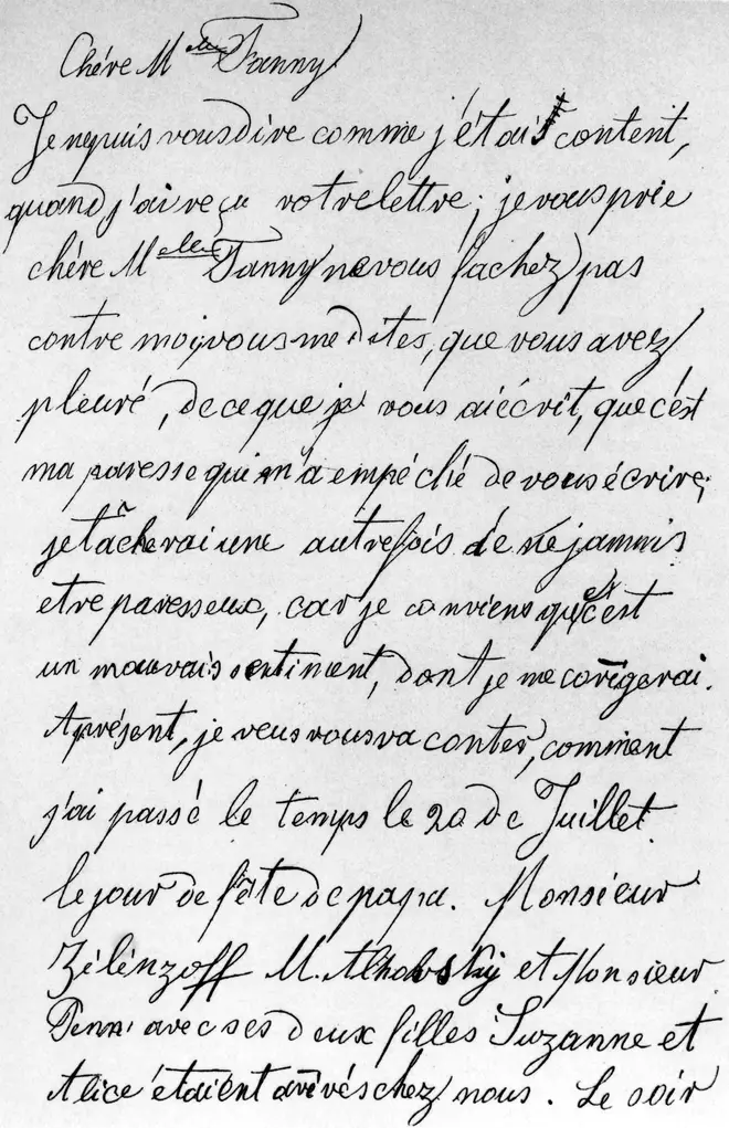 A letter Tchaikovsky wrote as a child