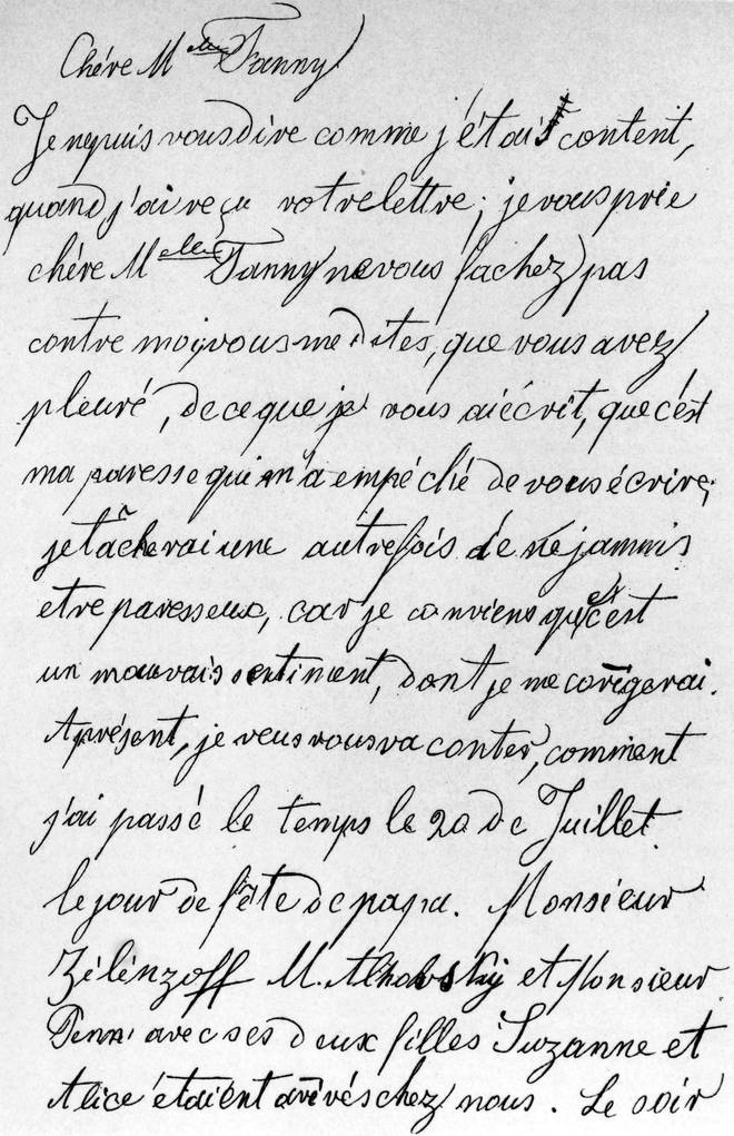 A letter Tchaikovsky wrote as a child