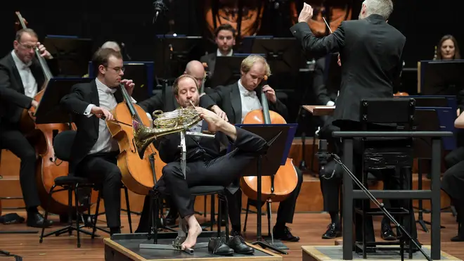 Felix Klieser rehearses Mozart’s Horn Concerto No.4 with Bournemouth Symphony Orchestra and conductor Kirill Karabits