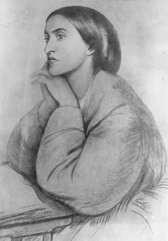 English poet Christina Rossetti, drawn by her brother Dante Gabriel Rossetti