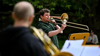 Member of Classic FM's Orchestra in Scotland, The Royal Scottish National Orchestra perform in the gardens of Newhailes House, Musselburgh.