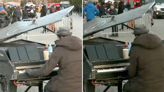 Pianist ‘plays for peace’ at Ukraine-Poland border