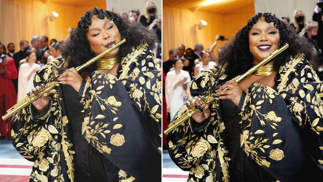 Lizzo plays her new $55,000 flute for the press at last night’s Met Gala