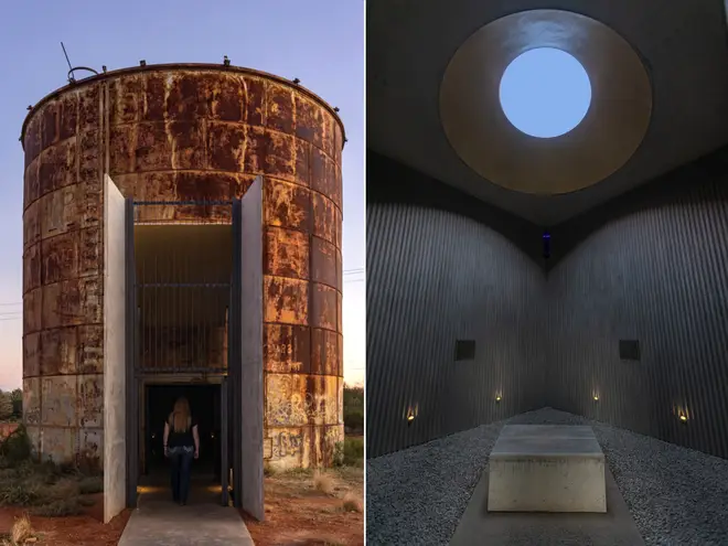The exterior and interior of the Cobar Sound Chapel