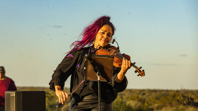Veronique Serret performs during the official opening of the Cobar Sound Chapel