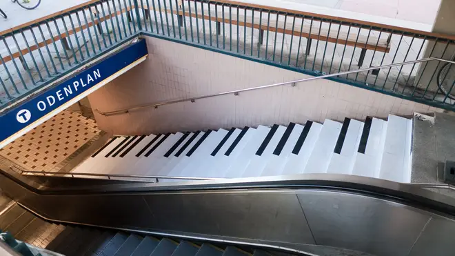 Musical stairs at Odenplan subway station in Stockholm, Sweden