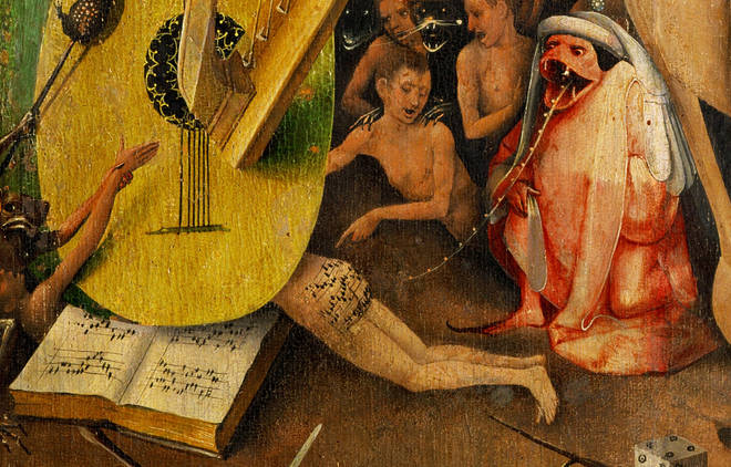 Hieronymus Bosch painting shows music printed on a man’s backside.