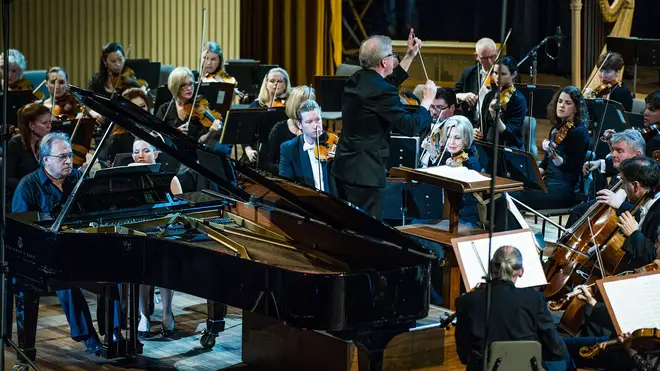 The Minnesota Orchestra performs during a concert at the Cuban National Theater in Havana on May 15, 2015