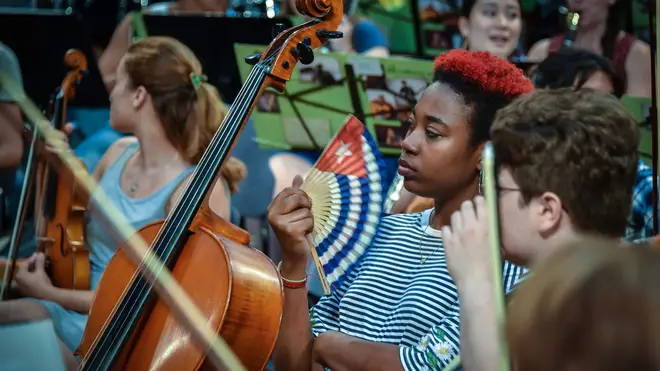 Members of CAYO take a break from rehearsing in Havana during a 2019 tour