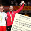 Parry’s ‘Jerusalem’ plays as English cyclist Laura Kenny receives her gold medal after winning the women’s 10km scratch race at the Birmingham 2022 Commonwealth Games.