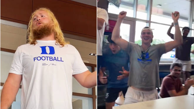 Duke University's offensive lineman, Chance Lytle, stunned his team mates with a rousing rendition of a beloved Italian song
