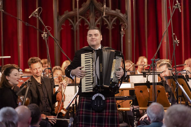 Liam Stewart, accordionist, with the Royal Scottish National Orchestra.