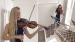 Kirsty Mangan (violin) and Lucy Morgan (viola) are part of a string quartet who performed ‘The Lord Is My Shepherd’ in a stairwell