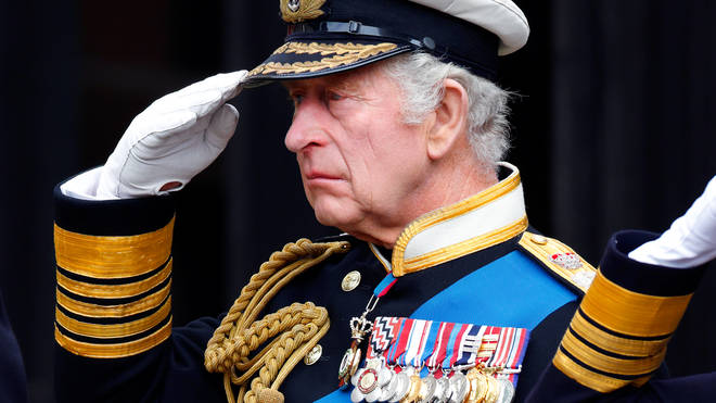 King Charles III attends the Committal Service for Queen Elizabeth II at St George's Chapel, Windsor Castle
