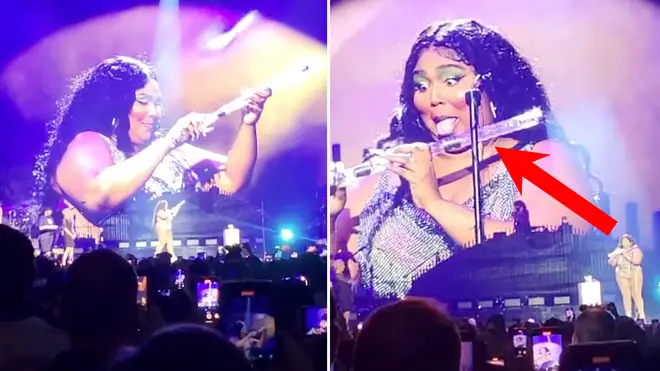 Lizzo performs on a crystal flute, courtesy of the Library of Congress, in Washington D.C.