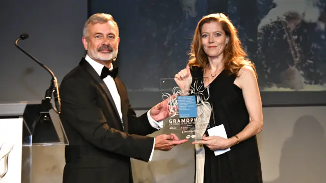 Barbara Hannigan accepts the ‘Artist of the Year’ award at the Gramophone Awards 2022