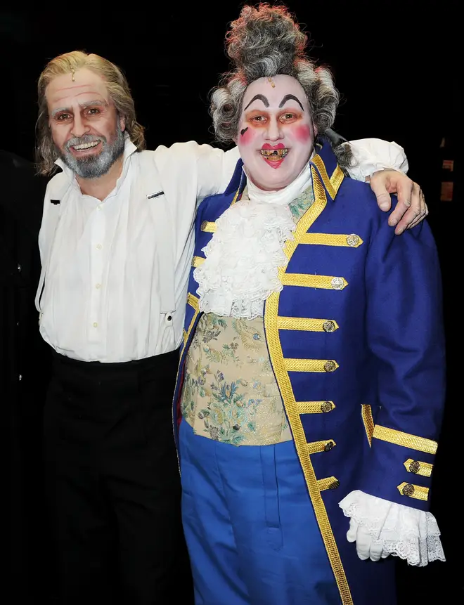 Alfie Boe (left) and Matt Lucas (right) in the 25th anniversary concert of Les Misérables at The O2 Arena