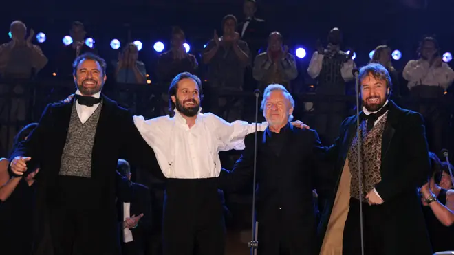 Alfie Boe (second from left) and John Owen-Jones (far right) will share the role of Jean Valjean