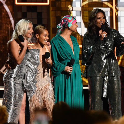 Lady Gaga, Jada PInkett-Smith, Michelle Obama and Jennifer Lopez at the 2019 Grammy Awards
